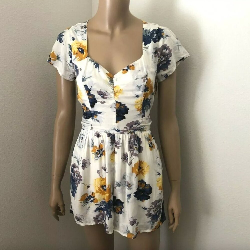 NWT Abercrombie Womens Womens Floral Romper Size XXS White Bow